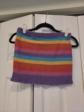 Vintage Late 80s/early 90s Toppers 100% cotton Rainbow Tube Top Size Small